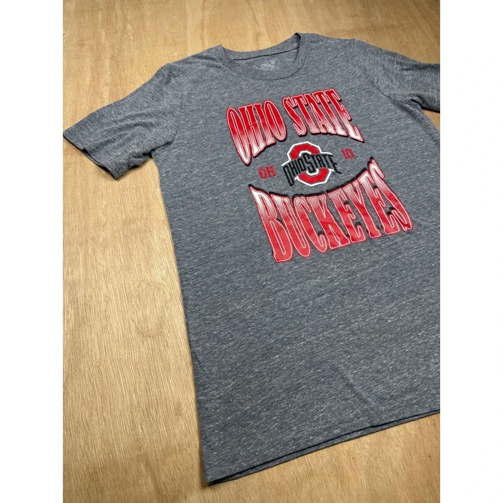 Mens Ohio State Buckeyes Graphic Gray Short Sleeve NCAA Football TShirt Size S
